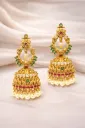Pearls Designer CZ Jhumkhas with Pearls Beats