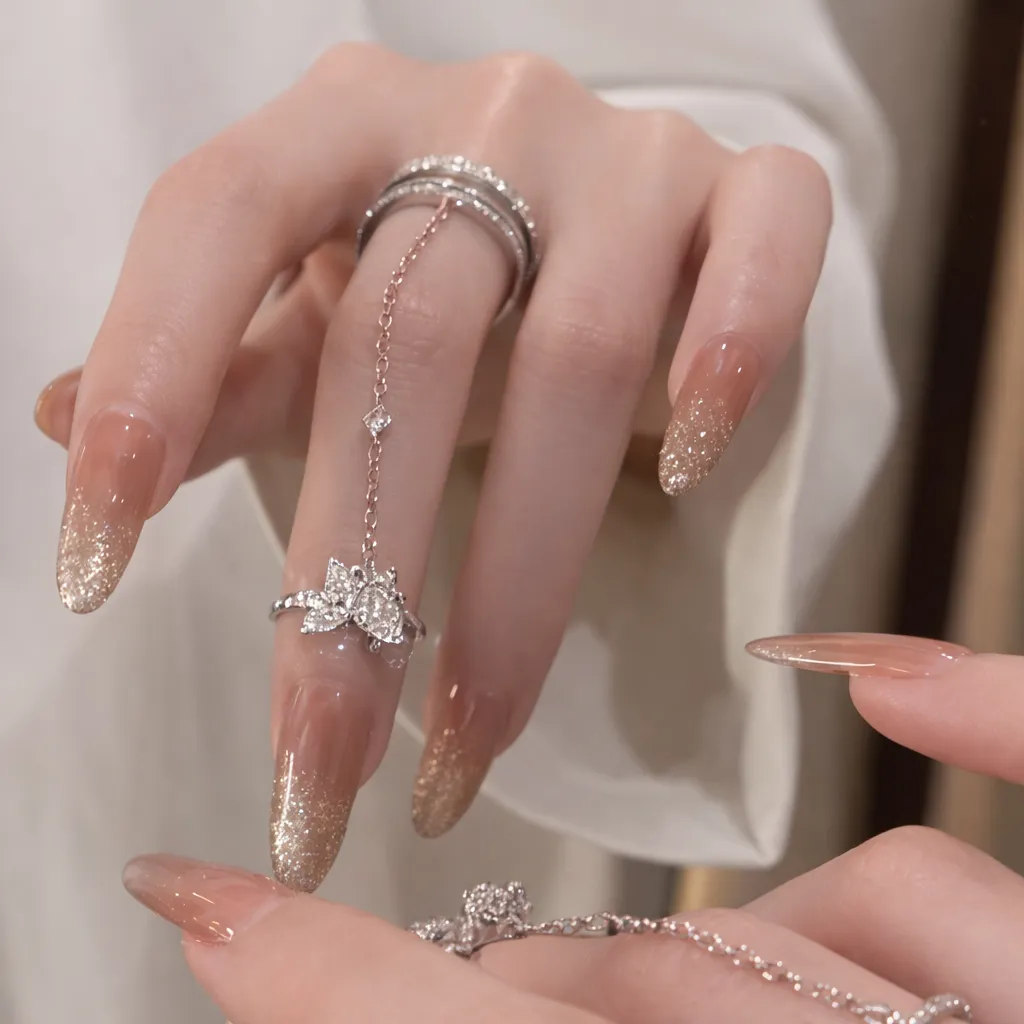 Butterfly Ring Chain Ring Korean Western fashion style